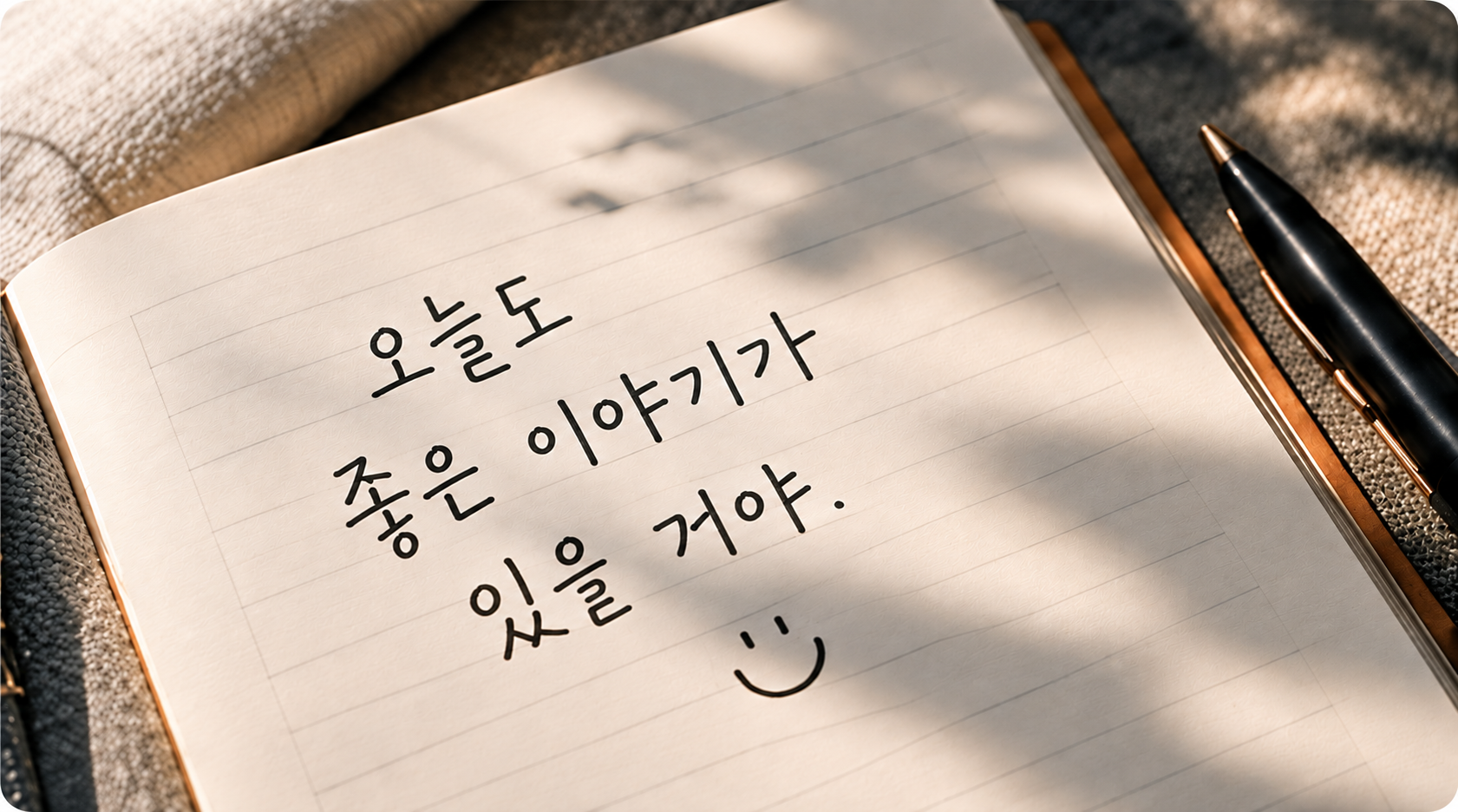 오늘도 좋은 이야기가 있을 거라고 적은 노트